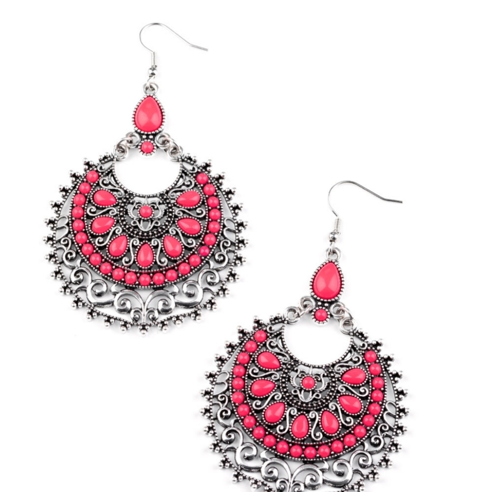 Pink and Silver Earrings